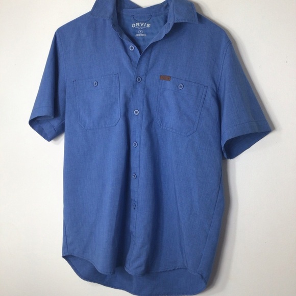 2 bundle lot Orvis button up shirts men small blue black - Picture 7 of 11